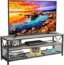 Tajsoon Classic TV Console, 3-Tier TV Cabinet, Floating TV Table, TV Up, Entertainment Center Media Stand, TV Stand with Storage Shelves for Living Room/Bedroom, Rustic Brown & Black