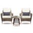 N&V Wicker Patio Furniture Bistro Sets Outdoor Conversation Chair with Glass Table and Cushions for Porch Backyard Garden (Gray)