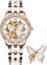 OLEVS Women's Watches Automatic Watch for Ladies Self Winding Watches Women Elegant Waterproof Ceramic Watch Rose Gold Skeleton Watches White Mechanical Butterfly Womens Watches