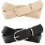 Earnda 2 Pack Brown Belt Women's Chic Faux Leather Waist Belt for Jeans Black&Brown X-Small