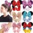 6PCS Hair Scrunchies Satin SilkRabbit Bunny Ear Bow Bowknot Scrunchie Bobbles Elastic Hair Ties Bands Ponytail Holder for Women Accessories