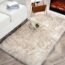 Phantoscope Ultra Soft Faux Fox Fur Rug Chair Couch Cover Area Rug for Bedroom Floor Sofa Living Room, White Brown, 2 x 3 Feet
