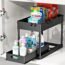 Under Sliding Cabinet Basket Organizer, 2 Tier Storage Under Cabinet Bathroom Under Sink Organizers and Storage Black Under Sink Storage for Bathroom Kitchen