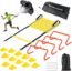RENRANRING Agility Ladder Speed Training Equipment Set - Includes 20ft Agility Ladder, Resistance Parachute, 4 Agility Hurdles, 12 Disc Cones for Training Football Soccer Basketball Athletes