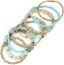 RIAH FASHION Multi Color Stretch Beaded Stackable Bracelets - Layering Bead Strand Statement Wrap Bangles (Original - Natural, 7.0 Inches)