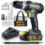 RIDA Cordless Drill Set 20V Electric Power Drill 1/2'' Keyless Metal Chuck 355 In-lb(40N.m) Torque 2.0AH Li-ion Battery & Fast Charger, Variable Speed, 25+1 Position and 22pcs Drill/Driver Bits