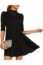 Romwe Women's Mesh Bishop Sleeve Mock Neck Solid Tunic Elegant Short Dress Black X-Large