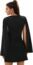 SheIn Women's Elegant Cloak Sleeve Mini Cape Dress Plain with Pocket Black Large