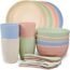 shopwithgreen Wheat Plastic Dinnerware Sets - Camp Dishes, College Dorm Dinnerware, Lightweight Unbreakable Children Tableware Set - Microwave Dishwasher Safe Plates, Bowls, Cups, Utensils Included