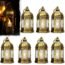 SHYMERY Mini Lantern with Flickering LED Candles,Vintage Black Decorative Hanging Candle Lanterns for Halloween,Wedding Decorations,Christmas,Table Centerpiece,Battery Included（Set of 6）