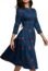 Simple Flavor Women's Floral Evening Flare Vintage Midi Dress 3/4 Sleeve (0658BL, L)