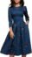 Simple Flavor Women's Floral Evening Flare Vintage Midi Dress 3/4 Sleeve (0658BL, L)
