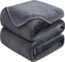 Soft Queen Size Blanket for Fall Winter Spring All Season Warm Fuzzy Microplush Lightweight Thermal Fleece Summer Autumn Blankets for Couch Bed Sofa,90x90 Inches,Dark Gray