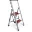 Sorfey Premium 2 Step Modern Mahogany Ladder. Lightweight, Ultra Slim Profile, Anti Slip Steps, Sturdy-Portable for Home, Office, Kitchen, Photography Use, Aluminum Finish