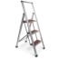 Sorfey Premium 2 Step Modern Mahogany Ladder. Lightweight, Ultra Slim Profile, Anti Slip Steps, Sturdy-Portable for Home, Office, Kitchen, Photography Use, Aluminum Finish