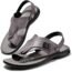 Husmeu Men's Casual Sandals for Men Flip Flops Summer Beach Sandals for Men Non Slip Comfy Arch Support Thong Sandals Sport Flat Slides Shoes Black Grey Size 10