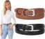 Women Cowhide Leather Belts Coffee Leather Waist Belt for Jeans,31-37