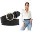 Women Cowhide Leather Belts Coffee Leather Waist Belt for Jeans,31-37