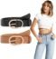 Women Cowhide Leather Belts Coffee Leather Waist Belt for Jeans,31-37