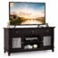 Natural TV Stand Home Entertainment Media Console Center with 2 Sliding Doors 2 Storage Compartments with 3 Position Adjustable Shelf Wide Tabletop Accommodates Flat Screen TVs Up to 55