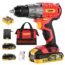 TECCPO Power Drill, Cordless Drill with Battery and Charger(2000mAh), 530 In-lbs, 24+1 Torque Setting, 0-1700RPM Variable Speed, 33pcs Accessories Drill Set, Drill with 1/2