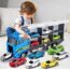 TEMI Toddler Toys for 3 4 5 6 Years Old Boys, Die-cast Construction Toys Car Carrier Vehicle Toy Set w/ Play Mat, Kids Toys Truck Alloy Metal Car Toys Set for Age 3-9 Toddlers Kids Boys & Girls