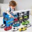 TEMI Toddler Toys for 3 4 5 6 Years Old Boys, Die-cast Construction Toys Car Carrier Vehicle Toy Set w/ Play Mat, Kids Toys Truck Alloy Metal Car Toys Set for Age 3-9 Toddlers Kids Boys & Girls