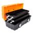 Torin 17-Inch Plastic Tool Box,3-Tiers Multi-Function Storage Portable Toolbox Organizer, Black/Orange ATRJH-3430T