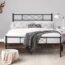 VECELO Metal Platform Bed Frame Mattress Foundation with Headboard & Footboard/Firm Support & Easy Set up Structure, Queen, Black