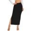 Verdusa Women's Drawstring Side High Waist Split Thigh Solid Midi Bodycon Skirt Black L
