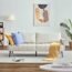 Vonanda 72 inch Sofa Couch for Living Room, Faux Leather 3 Seater Sofa with Fashion Striped Seat Cushion, Upholstered Sofa for Living Room Bedroom Furniture, Beige