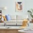 Vonanda 72 inch Sofa Couch for Living Room, Faux Leather 3 Seater Sofa with Fashion Striped Seat Cushion, Upholstered Sofa for Living Room Bedroom Furniture, Beige