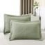 WINLIFE 100 Cotton Quilted Pillow Sham Floral Printed Pillow Cover Sage Green, Standard Size, 20 x 26 Inch
