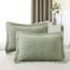 WINLIFE 100 Cotton Quilted Pillow Sham Floral Printed Pillow Cover Sage Green, Standard Size, 20 x 26 Inch