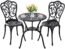 Withniture 3 Piece Outdoor Bistro Set, All Weather Bistro Table and Chairs, Cast Aluminum Patio Table Sets with Umbrella Hole, Rust-Resistant Outdoor Table and Chairs Set for Garden Porch Balcony Cafe