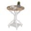 Wnutrees Farmhouse Round Accent End Table, Rustic Side Table Nightstands for Living Room Bedroom, Wood Tray Top, Handcrafted Finish, Set of 2, White