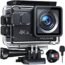 WOLFANG GA200 Action Camera 4K 24MP Waterproof 40M Underwater Camera EIS Stabilization WiFi Adjustable Wide Angle Helmet Camera (Charger, 2 Batteries, Remote Control and Accessory Kit)
