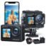 WOLFANG GA200 Action Camera 4K 24MP Waterproof 40M Underwater Camera EIS Stabilization WiFi Adjustable Wide Angle Helmet Camera (Charger, 2 Batteries, Remote Control and Accessory Kit)