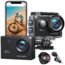 WOLFANG GA200 Action Camera 4K 24MP Waterproof 40M Underwater Camera EIS Stabilization WiFi Adjustable Wide Angle Helmet Camera (Charger, 2 Batteries, Remote Control and Accessory Kit)