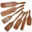 Wooden Spurtle Set [7 Pack], Gift 1 Vegetable Peeler, Acacia Wood Cooking Utensils Spoon Set, Heat Resistant Spatula, Non-Stick Spurtles Kitchen Tools for Cooking, Serving, Mixing, Stirring