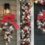 Wujijia Christmas Wreath, Christmas Porch Sign Set, Red Xmas Hanging Decorations, Silver Snowflake Wreath Christmas Flower Ring Day Decorations Red White Holiday Trim, Hanging Christmas Collection