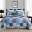Y-PLWOMEN Quilt Set Queen Size, 100% Cotton Queen Quilt, Grey Brown White Patchwork Plaid Queen Quilt Set, Lightweight Reversible Soft Bedspread Queen Size for All Season, 3-Pieces