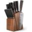 Yatoshi 13 Knife Block Set - Pro Kitchen Knife Set Ultra Sharp High Carbon Stainless Steel with Ergonomic Handle