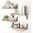 YGEOMER Floating Shelves, Set of 4 Rustic Wood Shelves, Wall Mounted Shelf for Wall, Bedroom, Living Room, Bathroom and Plants (Carbonized Black)