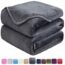 Soft Queen Size Blanket for Fall Winter Spring All Season Warm Fuzzy Microplush Lightweight Thermal Fleece Summer Autumn Blankets for Couch Bed Sofa,90x90 Inches,Dark Gray