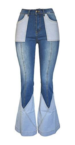 Aodrusa – Jeans para mujer, con dobladillo sin rematar, acampanados, hechos con parches.