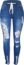 Aodrusa Women Patch Flare Jeans Bell Bottom Butt Lift Denim Pants Dark Blue US 2-4