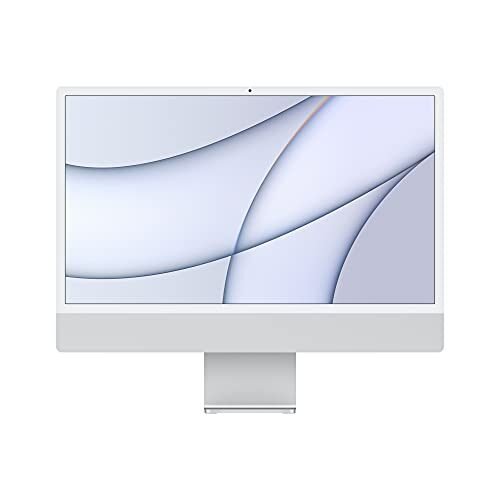Apple iMac 2021 – 24 pulgadas, chip Apple M1 con CPU de 8 núcleos y GPU de 8 núcleos, 8 GB de RAM, 256 GB, plata