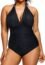 Aqua Eve Women Plus Size High Neck 1 Piece Swimsuit Tummy Control Bathing Suit Ruched Mesh Sexy Swimwear Black 18W
