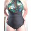 Aqua Eve Women Plus Size High Neck 1 Piece Swimsuit Tummy Control Bathing Suit Ruched Mesh Sexy Swimwear Black 18W